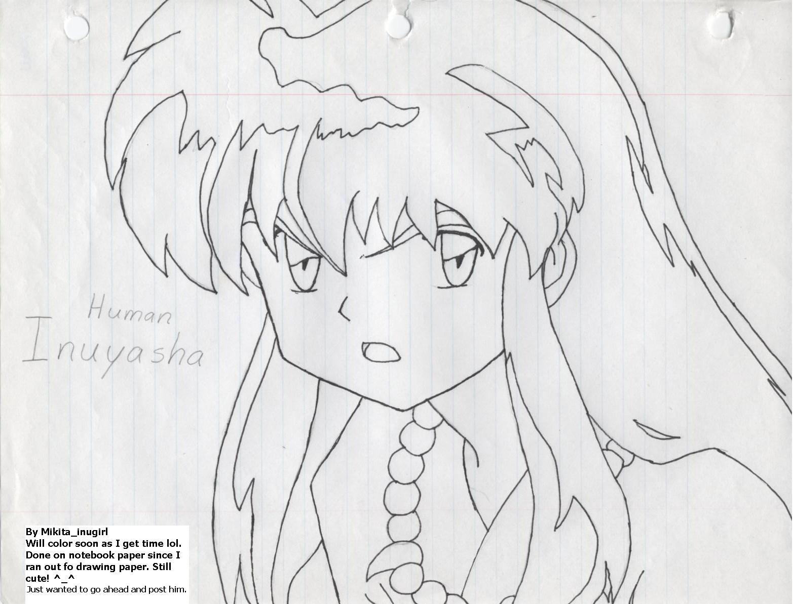 Human Inuyasha on notebook paper. ^_^' by mikita_inugirl