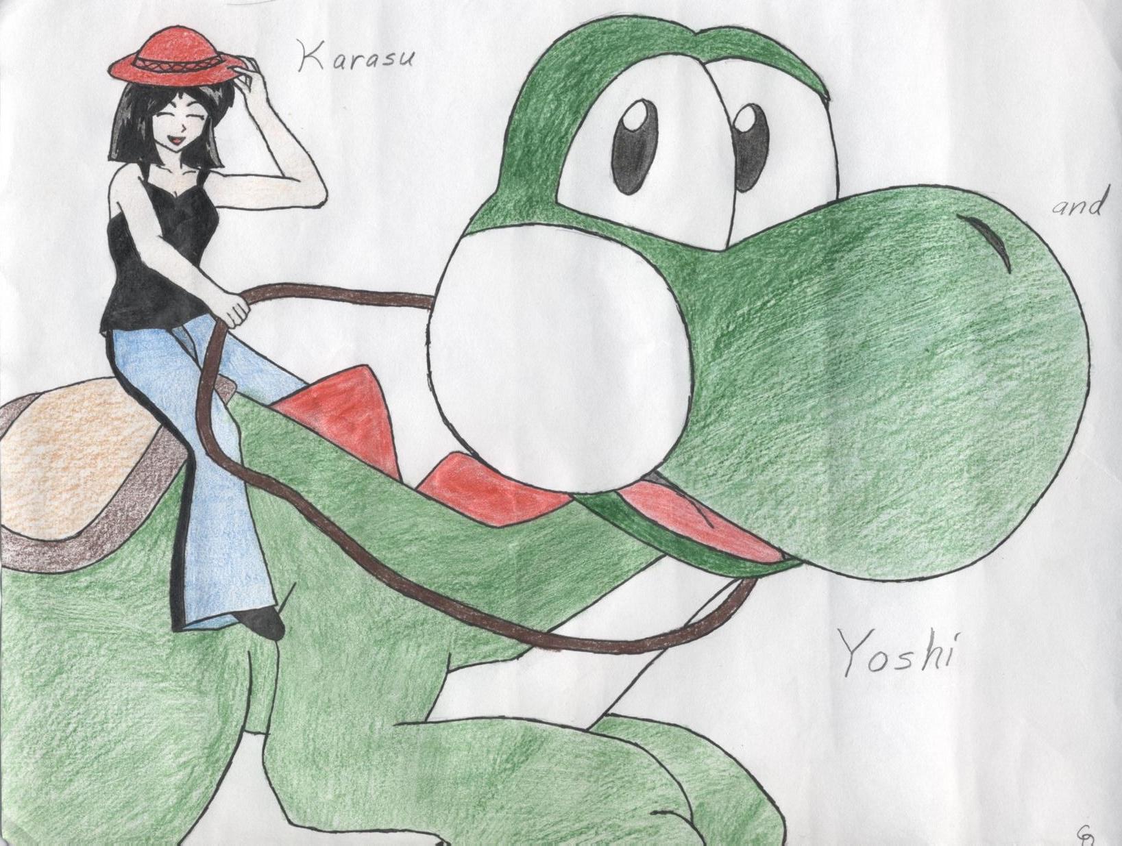 Karasu and her favorite Yoshi! by mikita_inugirl