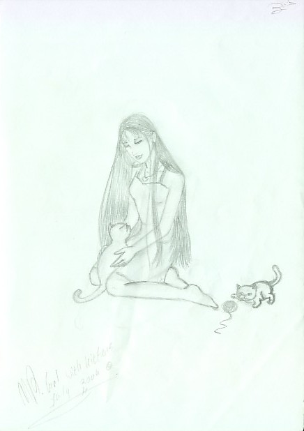 girl with her cats by miriamartist