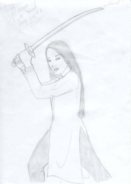 chinese Kung Fu girl with sword by miriamartist