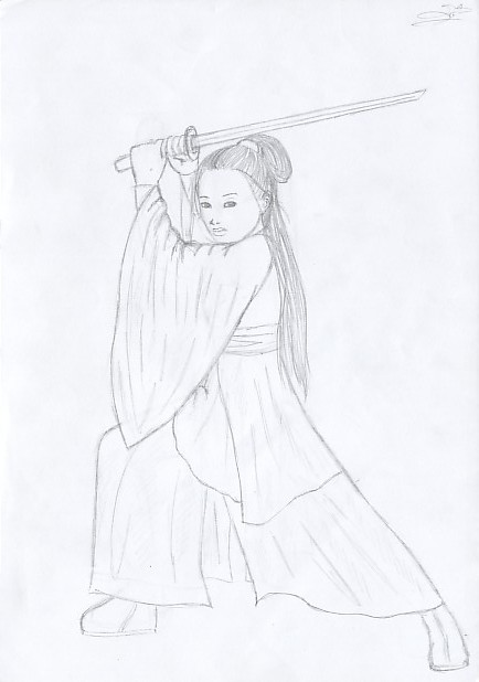 Chinese warrior with sword by miriamartist