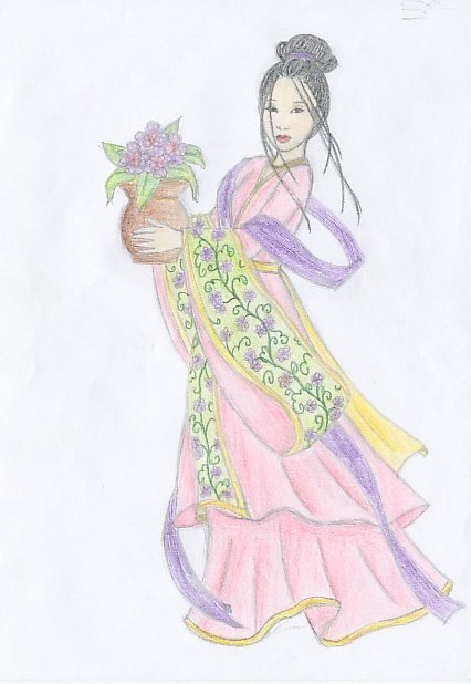 Chinese beauty with flowers by miriamartist