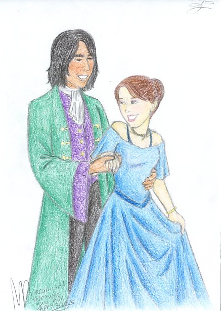 Hermione and Viktor at the yule ball by miriamartist