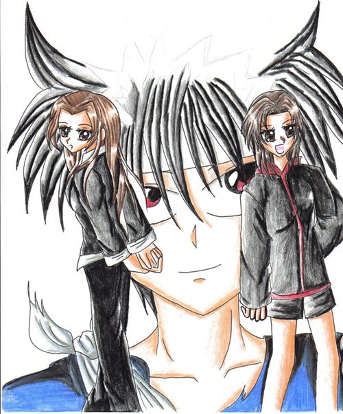 Me and My Sister with Hiei as a background by misagoni