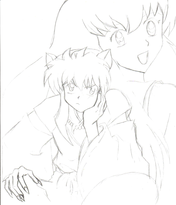 a sketch of Inuyasha and Kagome by misagoni