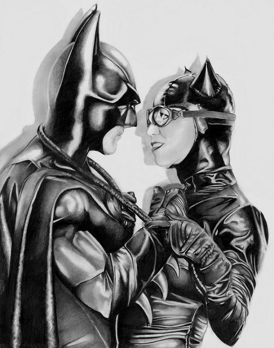 Batman and Catwoman by misshiddeneyes