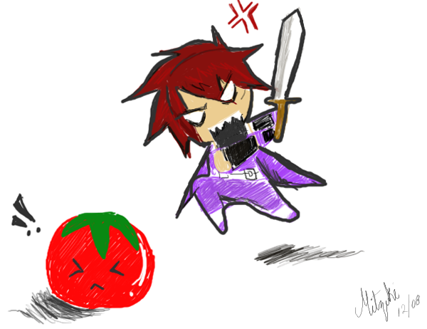kratos vs tomatoe by mitzuki