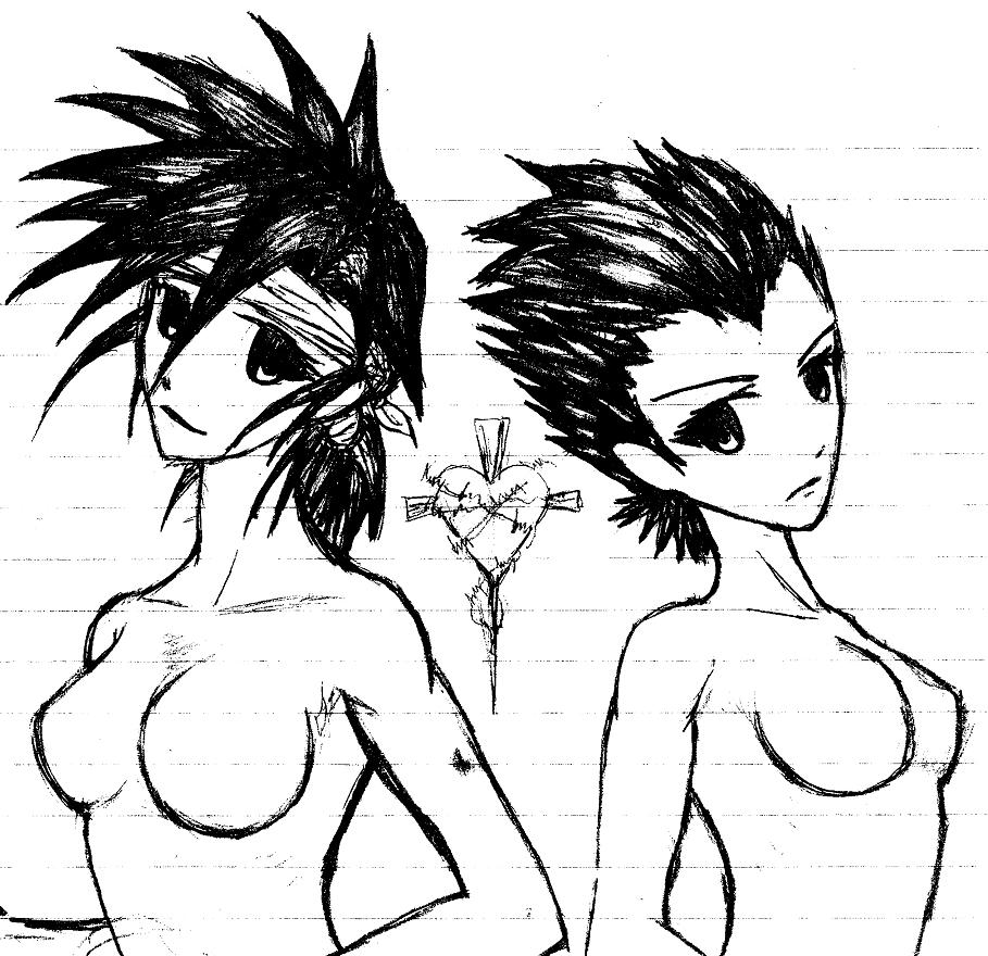 Female Goku and Vegeta by mkreptile