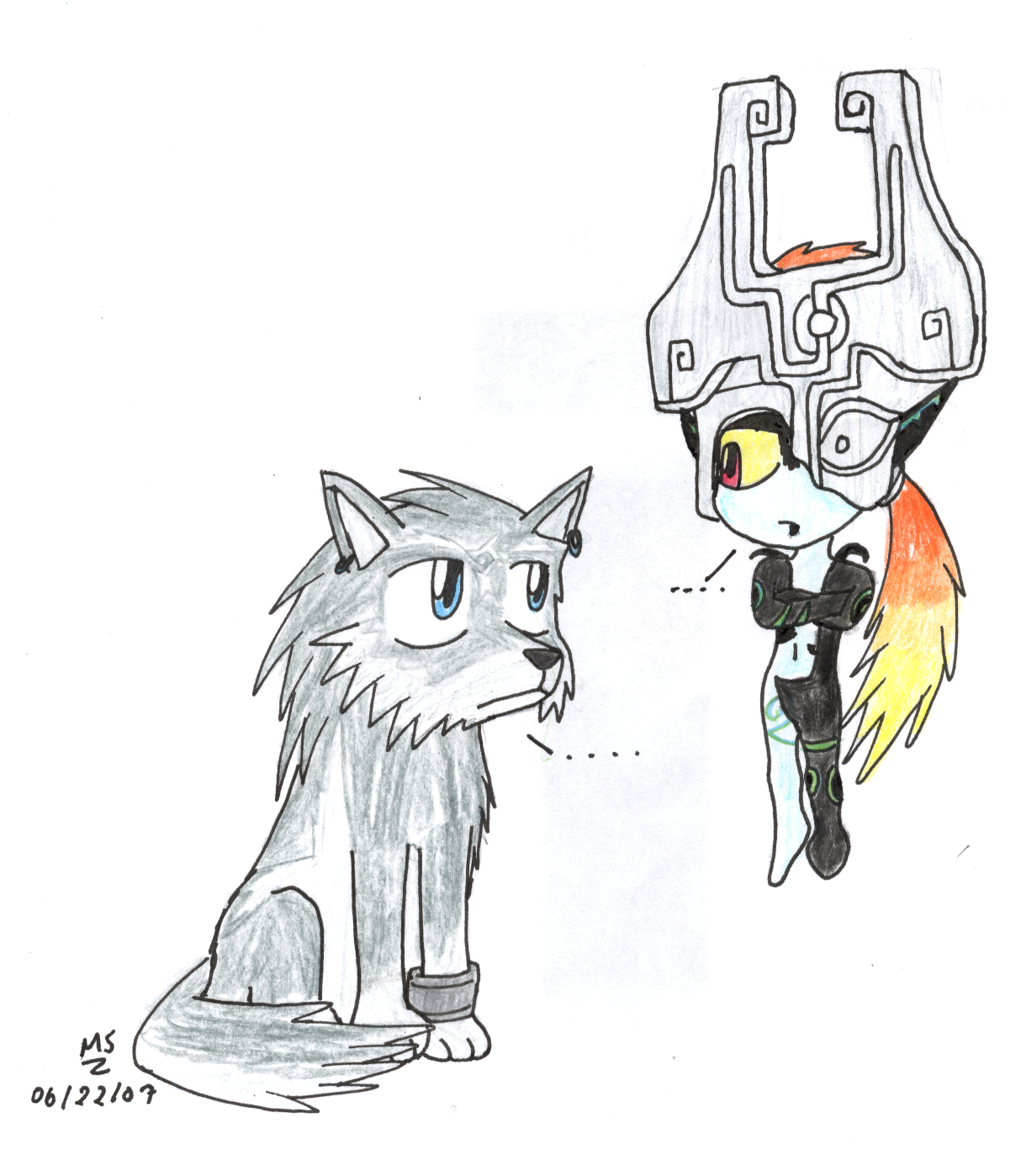 Wolf Link and Midna (chibi ^-^) for Lanaryu by mrsaturn123