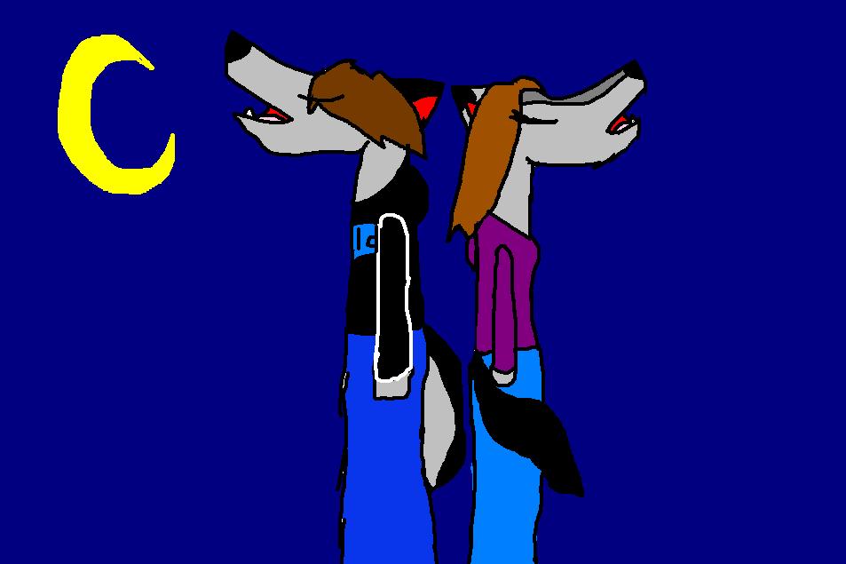 my friend and i howling by mysticwolf