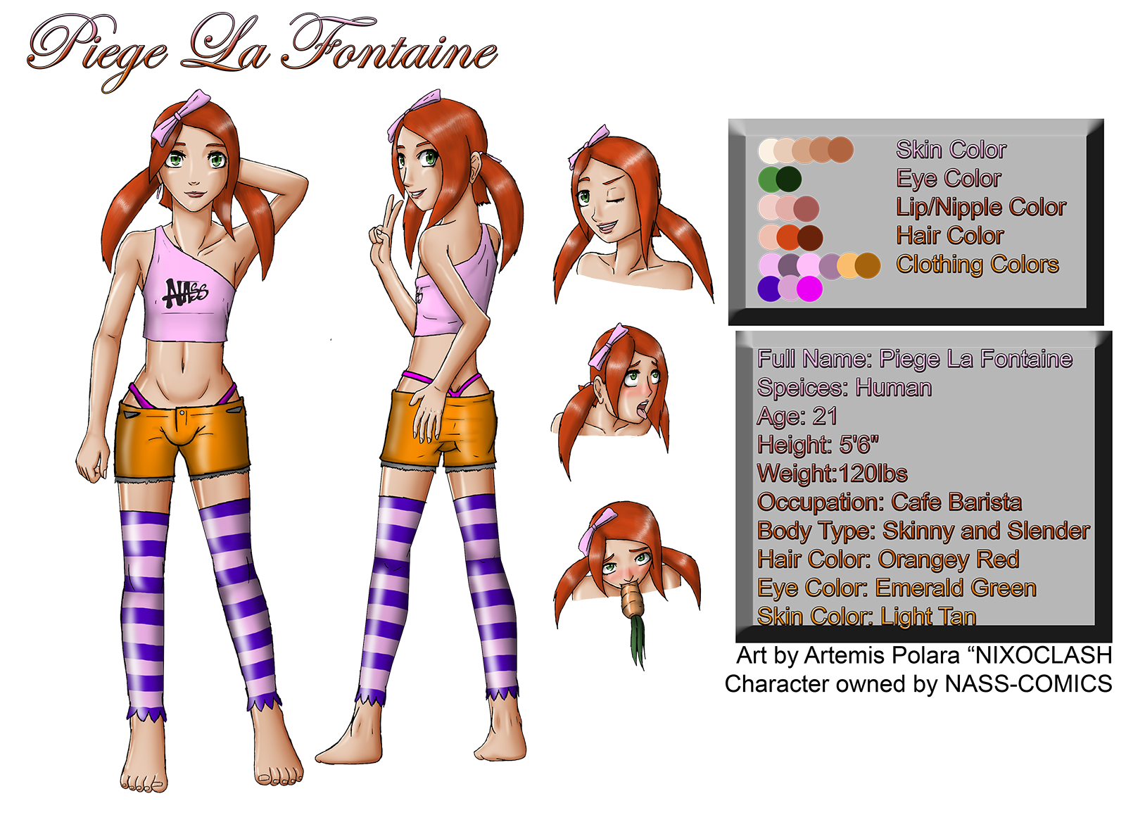Piege La Fontain Character Sheet by NIX