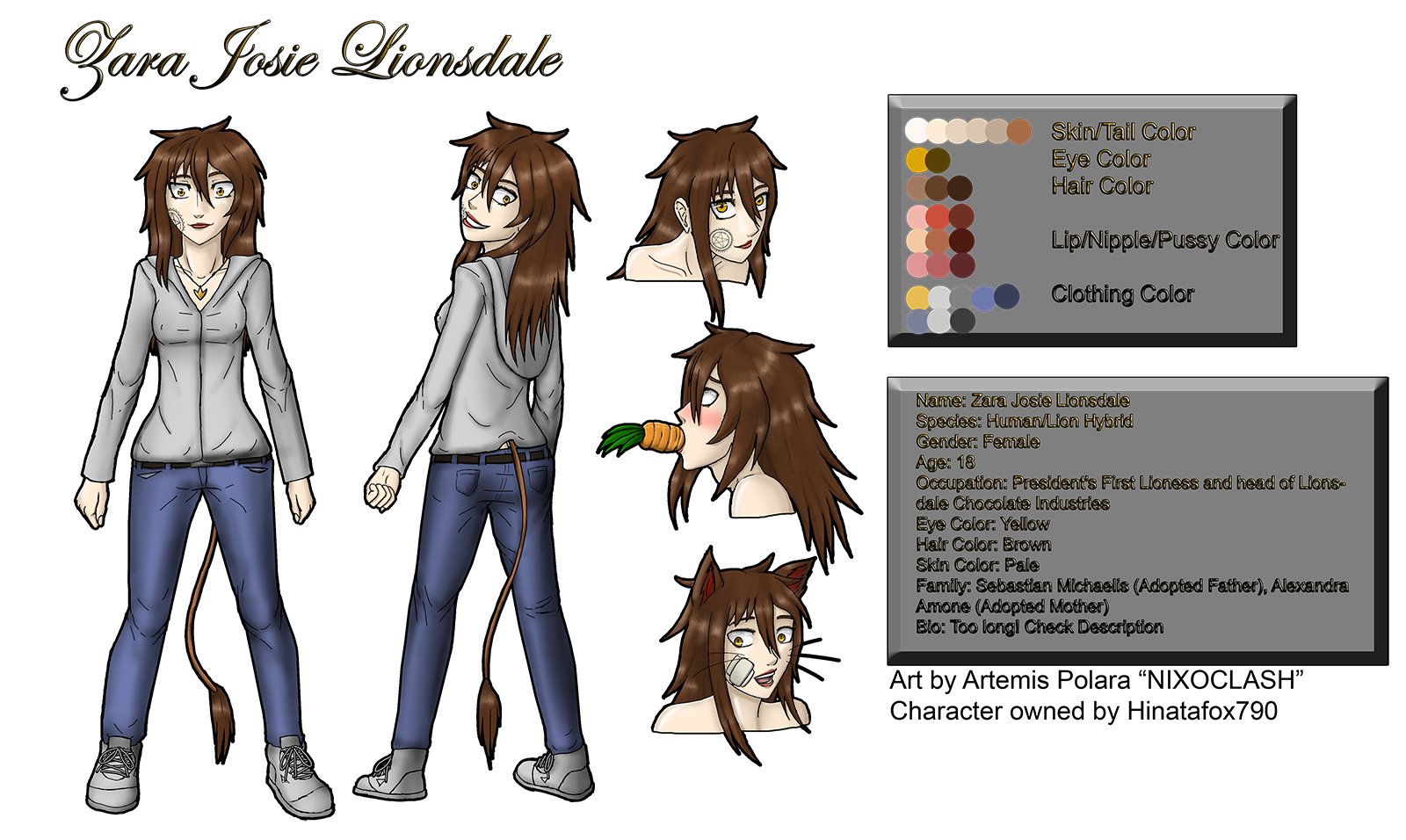 Zara Lionsdale Character Sheet by NIX