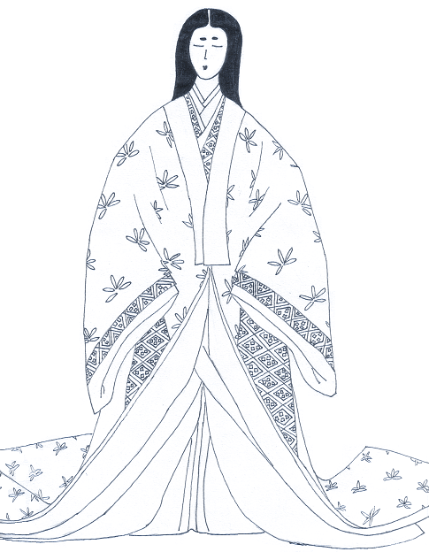 Genji inspired noblewoman - ink by Nanda