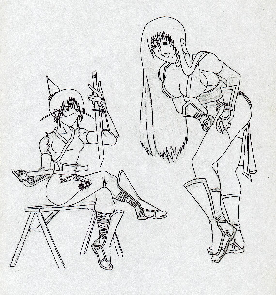 Ogiue and Ohno cosplaying ninja's by NaotaNoir