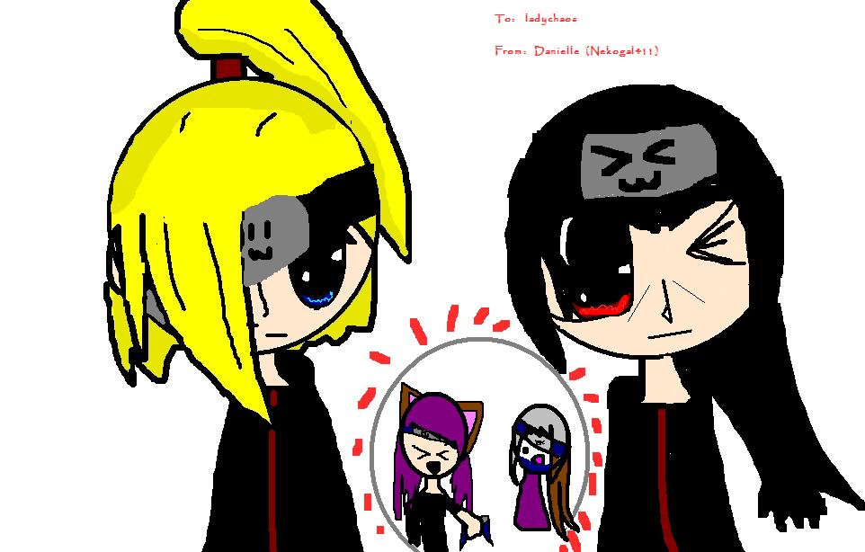 Deidara and itachi chibis (Request from ladychaos) by Nekogal411