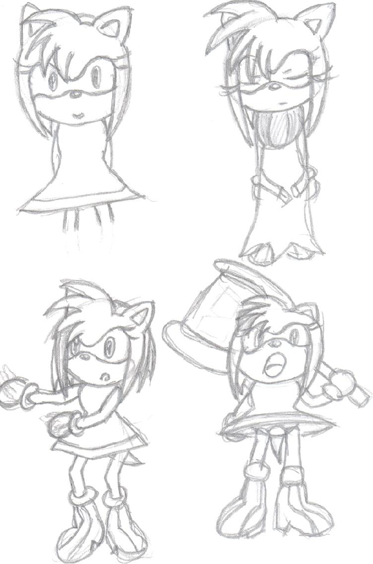 Amy Rose sketches by Nekosas