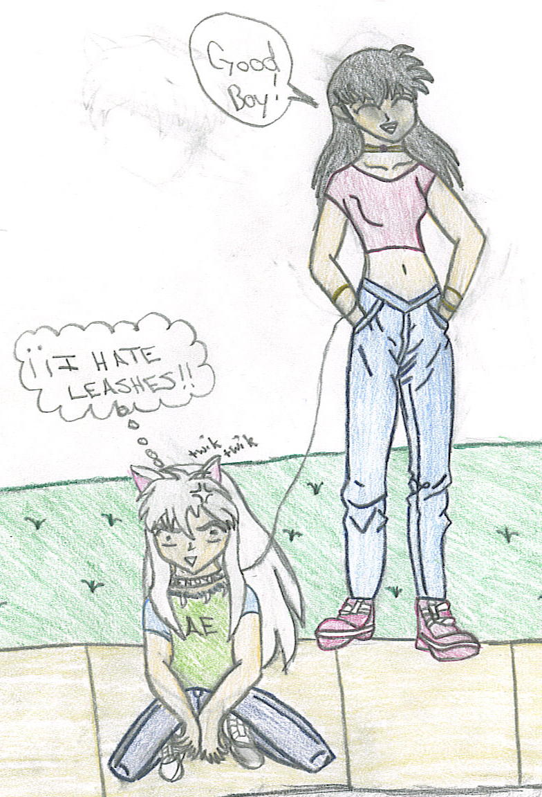 Kagome Takes Inuyasha for a Walk by Neoneogirl123141