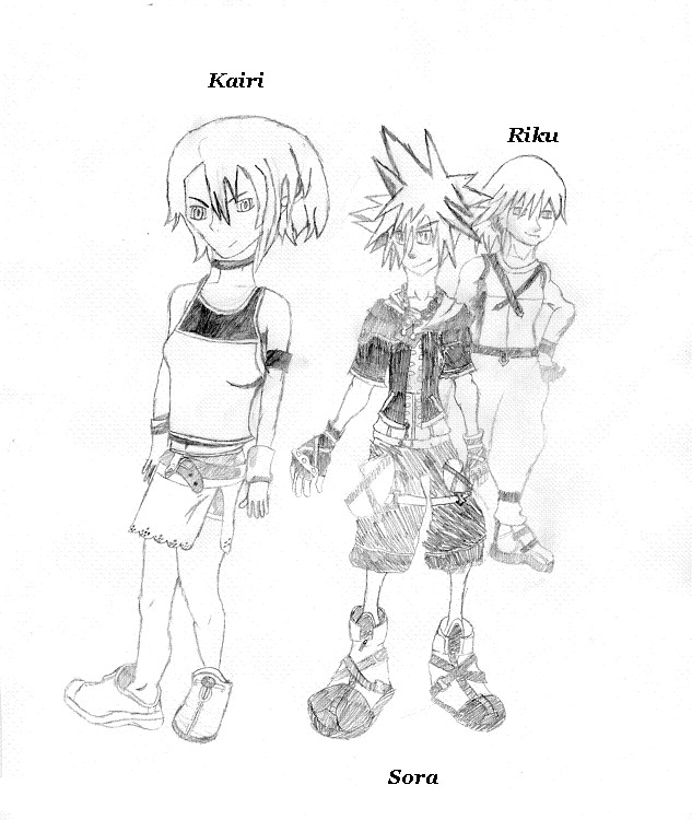 Sora, Riku, and Kairi by Neonspike3