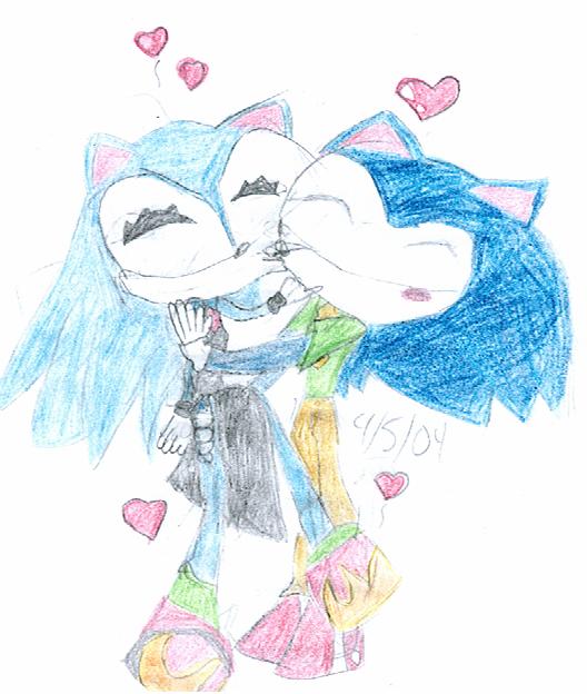 kerri and sonic kissing for Goka (request) by Neopetgirl