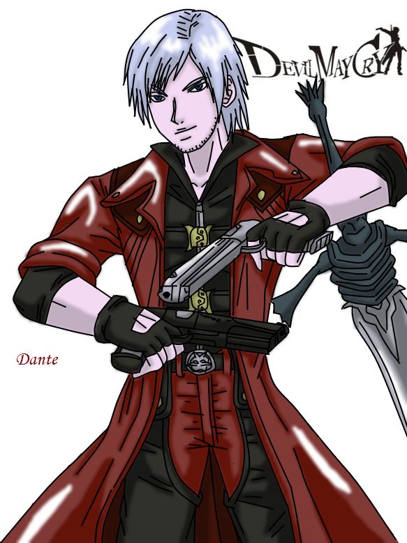 Colored-pencil artwork of dante from devil may cry 4