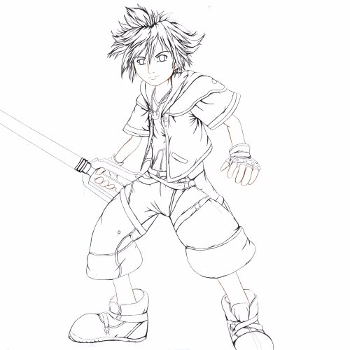 Sora from KH line art by Nicole1725
