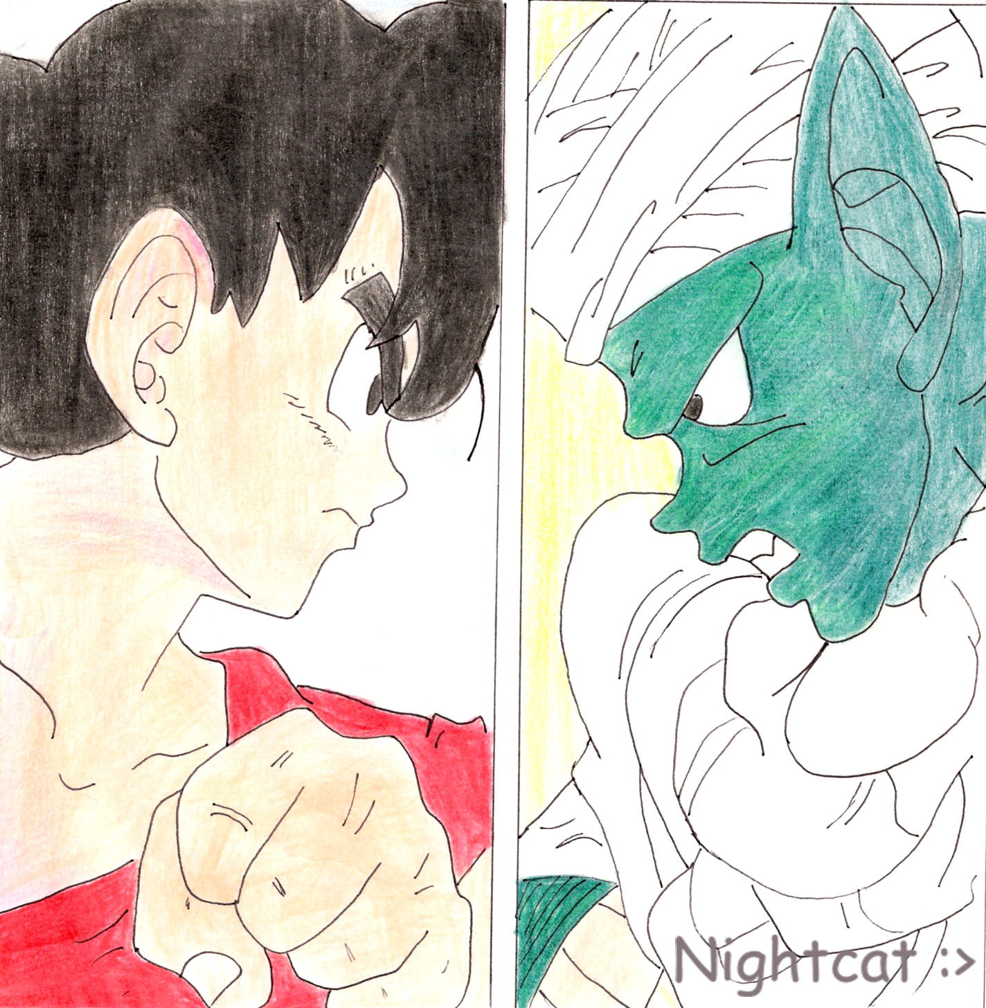Goku and piccolo by Nightcathybrid