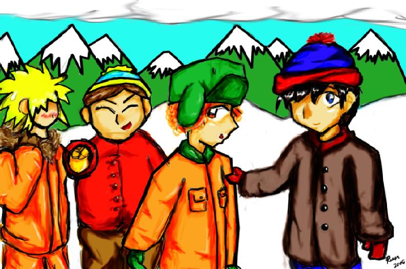 Anime Cartman, Kenny, Stan, and Kyle ^^ by Noromaru
