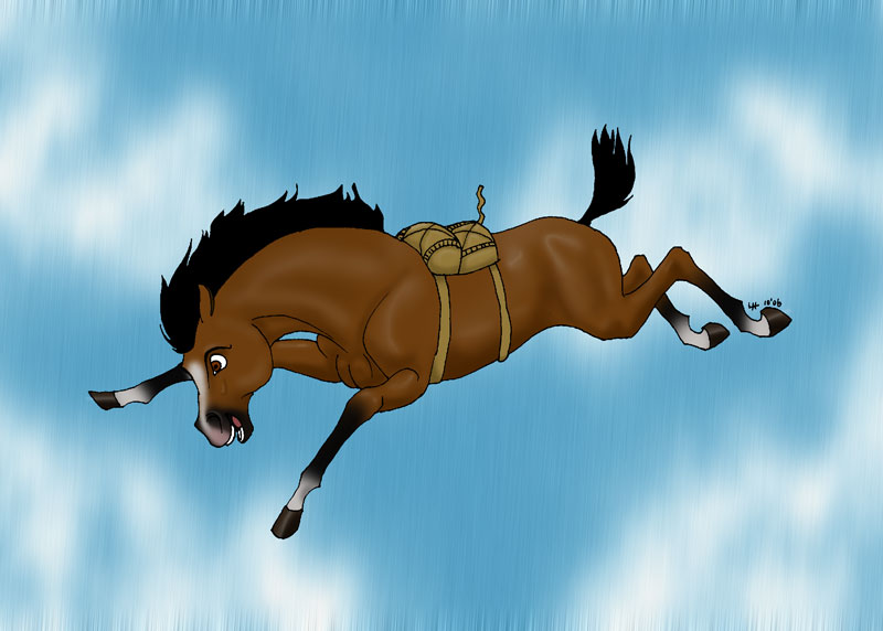 Foal's first parachute jump by Noweia