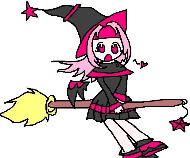 Little witch (pink star) flying by nekocat