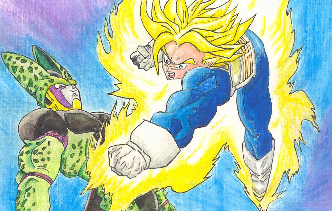 Perfect Cell vs SuperSJ Trunks by neptuniumz