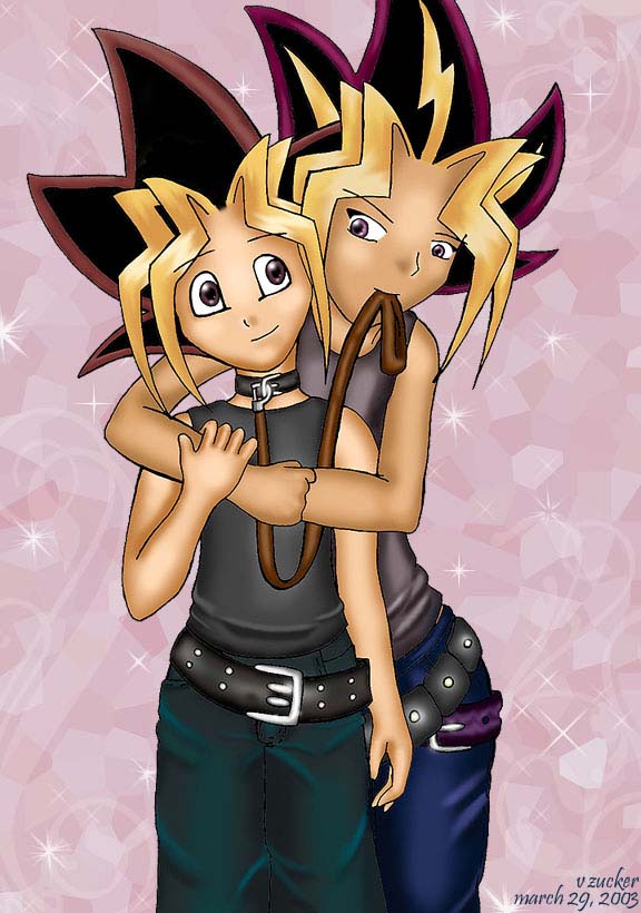 Yami with Yugi on a leash by nessa