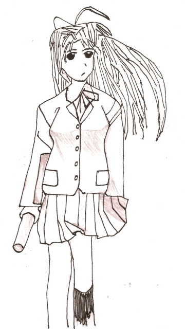 Schoolgirl Naru  from Love Hina (inked) by nextguardian
