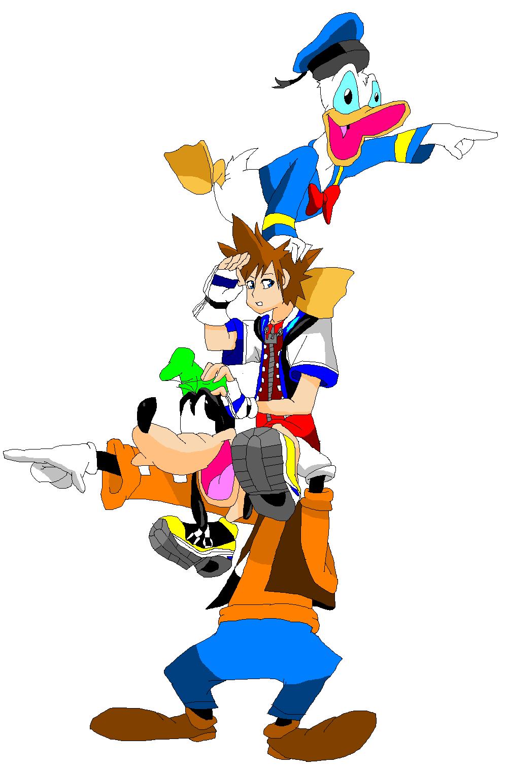 Sora with normal Donald and Goofy by nicktoonhero