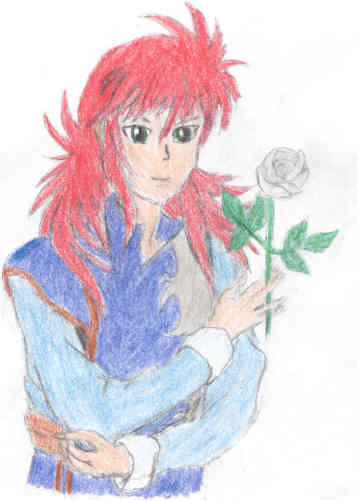 Kurama with a White Rose by ninetails390