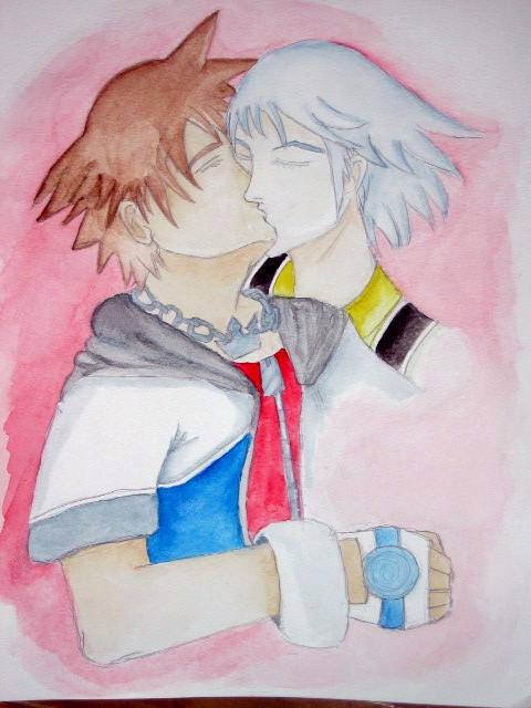 Sora and Riku Kissing by nozomiwhitewolf