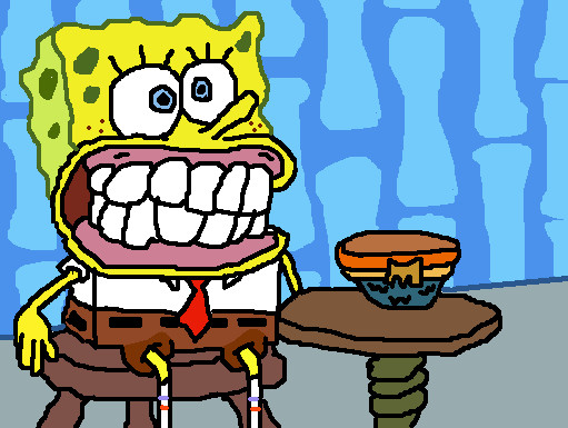 sponge and the famous mermaidman teeth by OMGitsmarshi