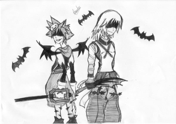sora and riku halloween style by Obsidian_spirit