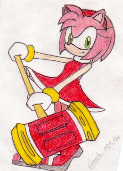 amy posing with her hammer by Obsidian_spirit