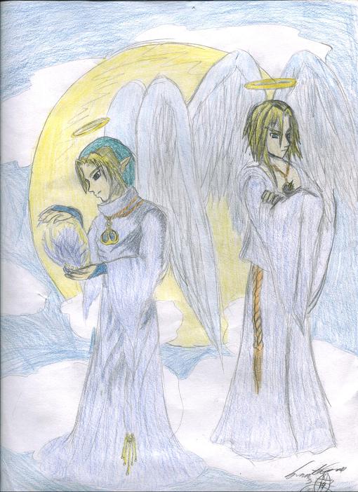 Link and Cloud as Angels by OmegaAngel