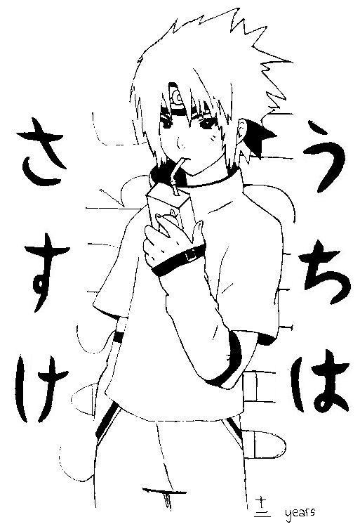 sasuke drinking apple juice by OnyatheHedgehog01