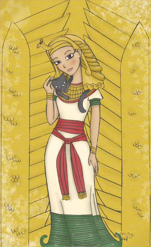 Egyptian Princess and her Cat by OrangeArt