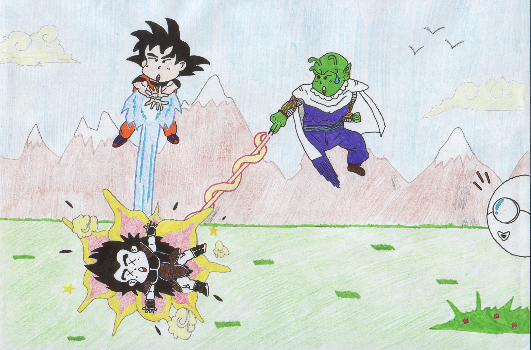 Goku and Piccolo Vs Raditz by OrangeVegetio
