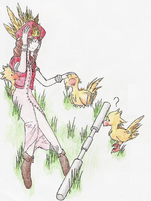 Aeris and the Chocobo Hat by obsidian_sorceress