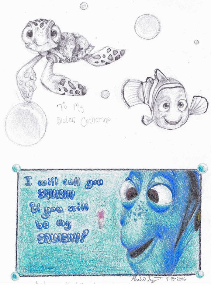 Squirt, Nemo, and Dory by Pabbit_da_Rabbit