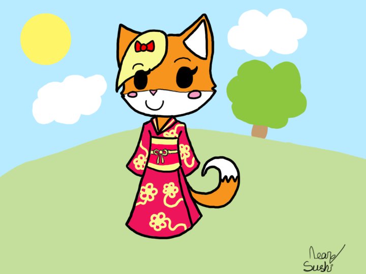 Random Kitsune with Kimono by Pancake_at_the_Disco