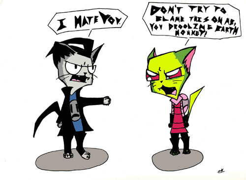 Dib and Zim kittyfied by Paranormal_Investigator