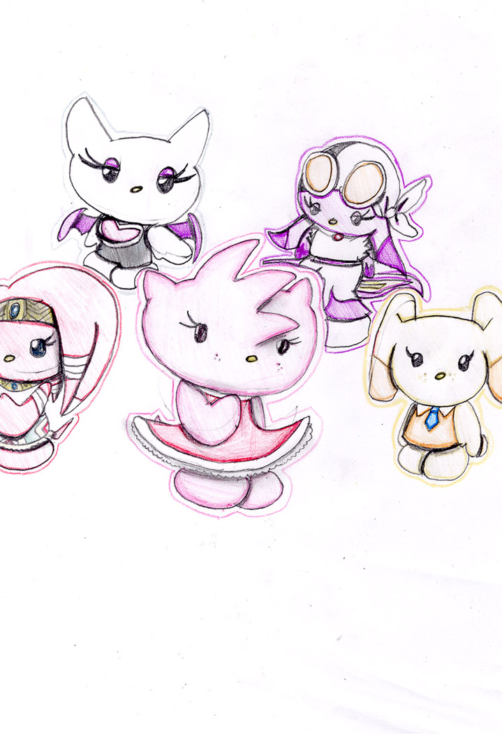 Amy,Cream,Wave,Tikal, and Rouge as Hello Kitty by Peanut