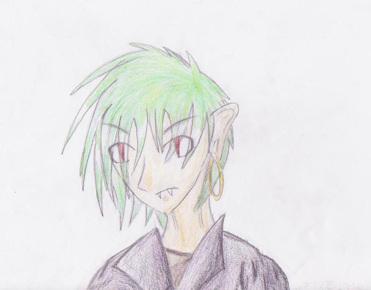 Red-eyed green-haired guy by Pegasus