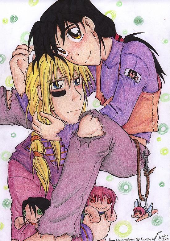 Flying Ray hugging Mike by Pienemien