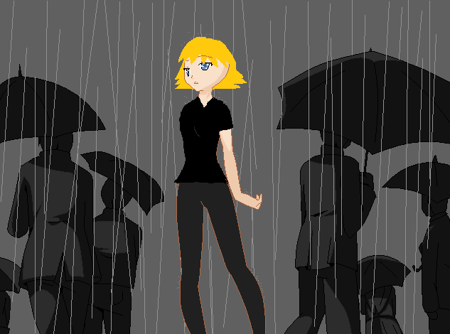 Yuujin standing in the rain (an O.C.) by PiratessDanny